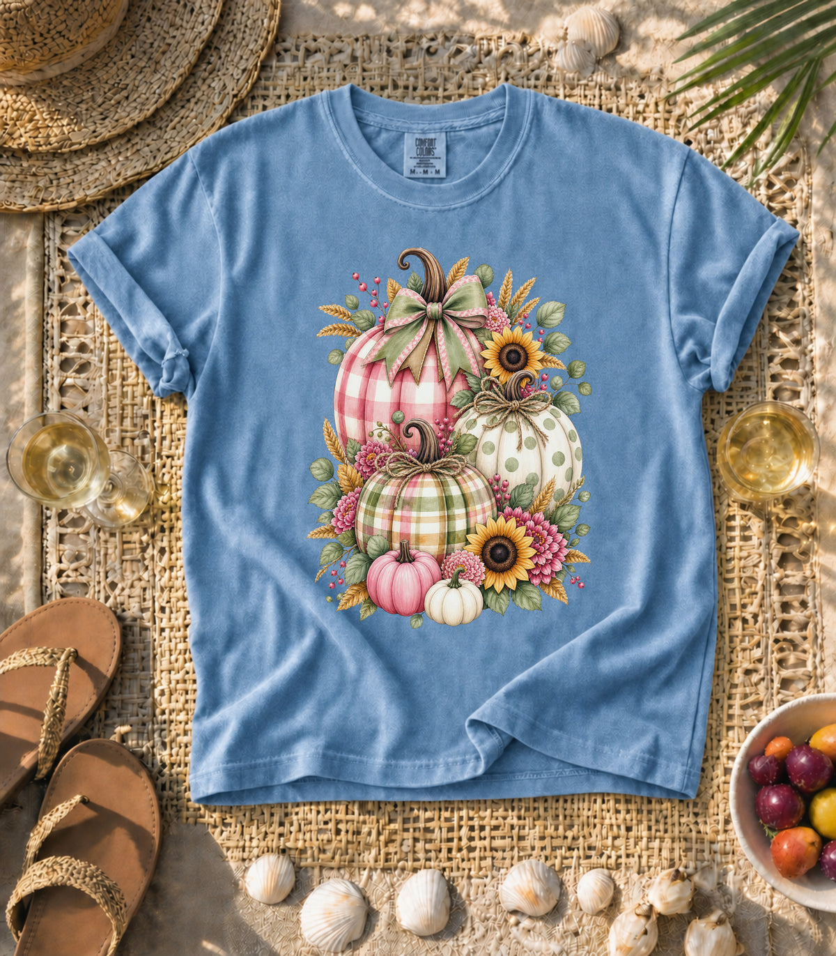 Plaid Pumpkin Sunflower Tee