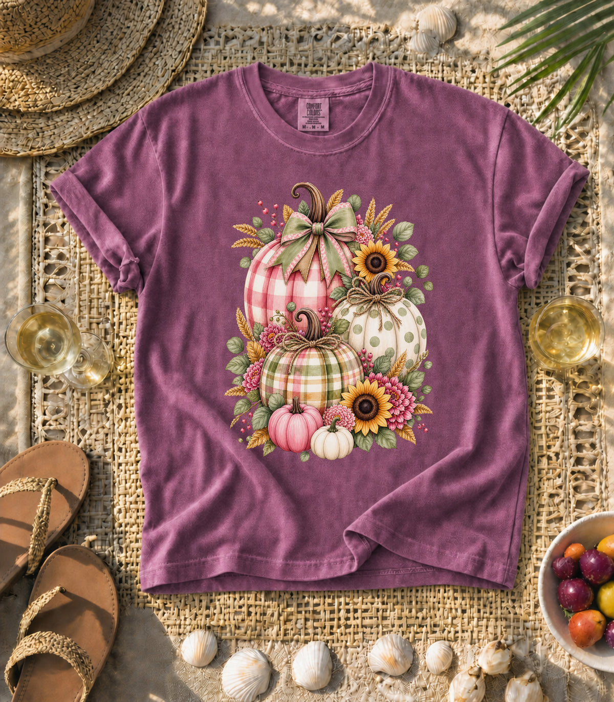 Plaid Pumpkin Sunflower Tee