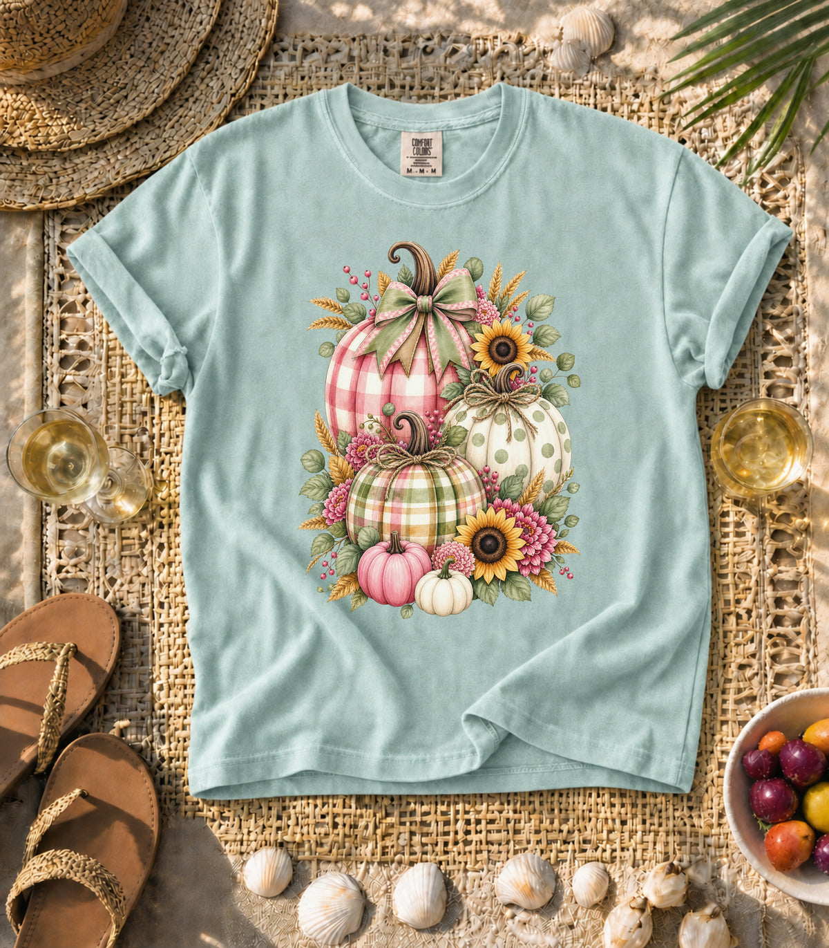 Plaid Pumpkin Sunflower Tee