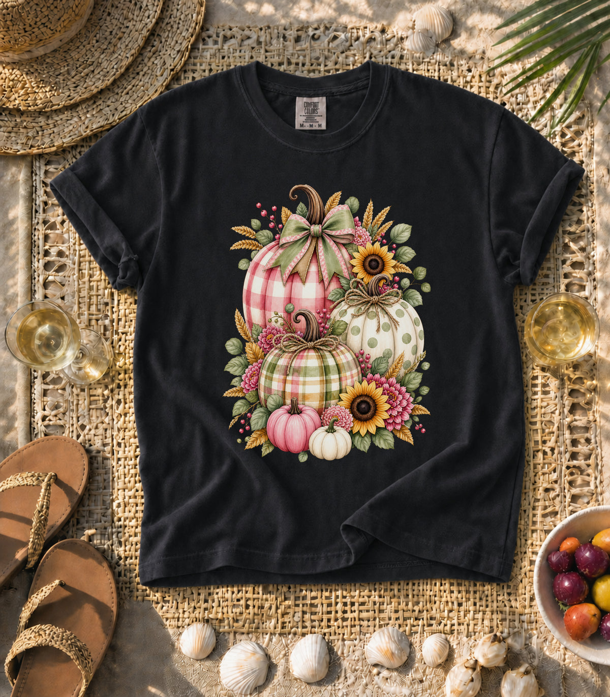 Plaid Pumpkin Sunflower Tee