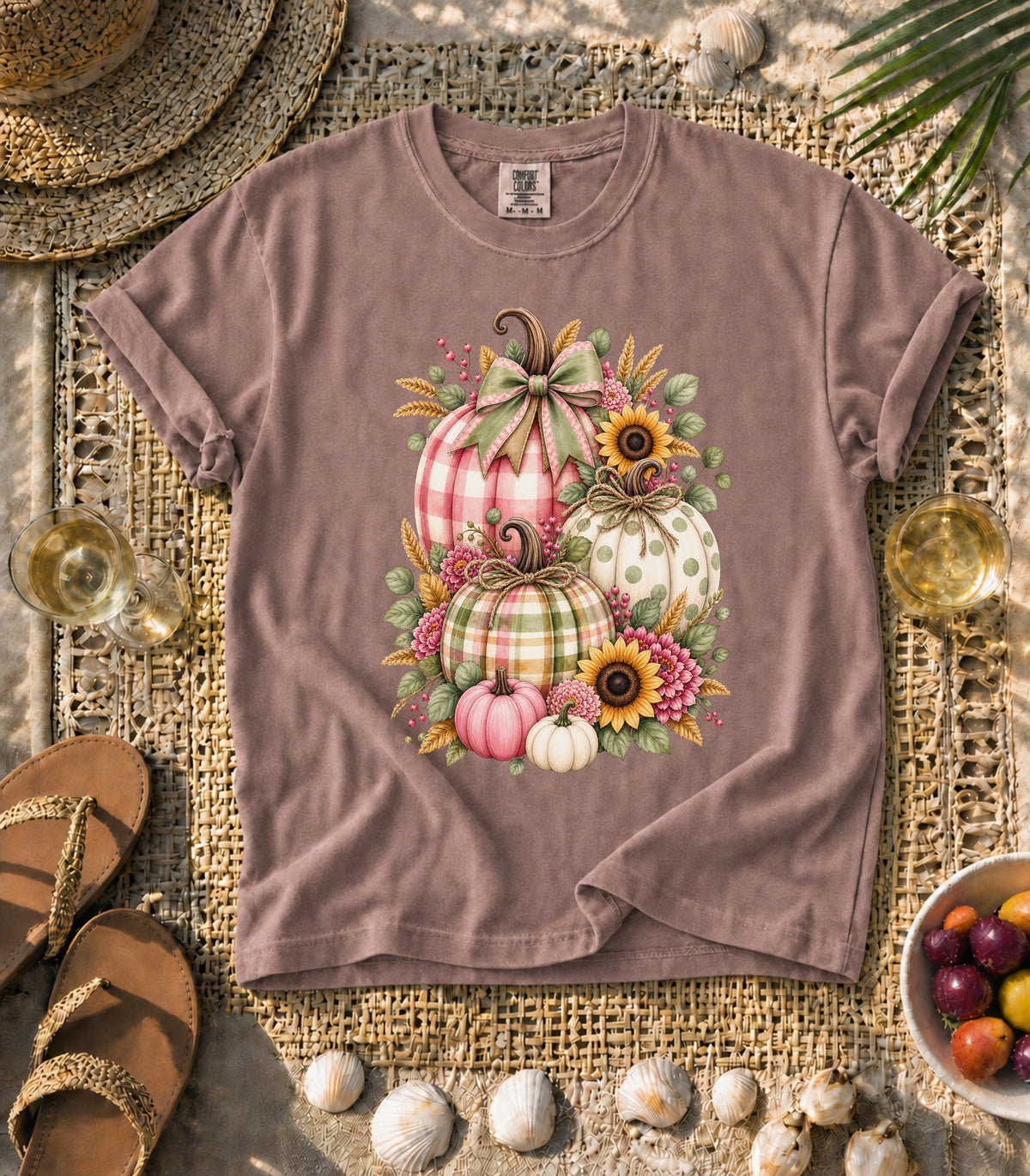 Plaid Pumpkin Sunflower Tee